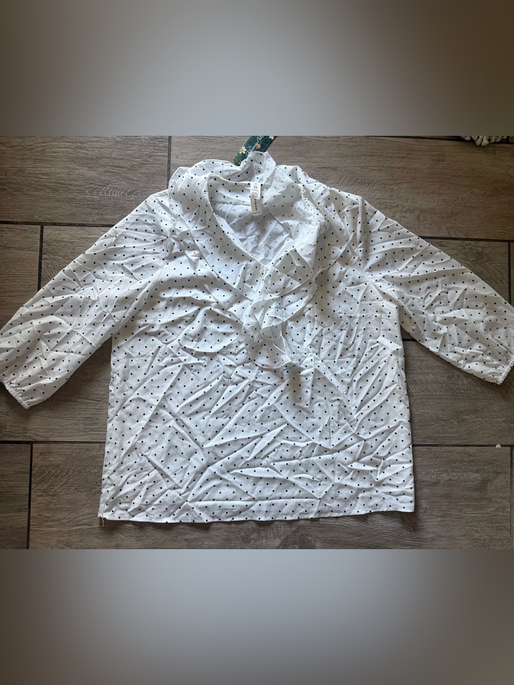 White Polka Dot Ruffle Collar Blouse